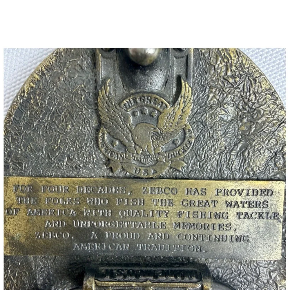 Zebco 40th Anniversary Belt‎ Buckle 1949-1989 Limited Edition Bass Fishing Brass